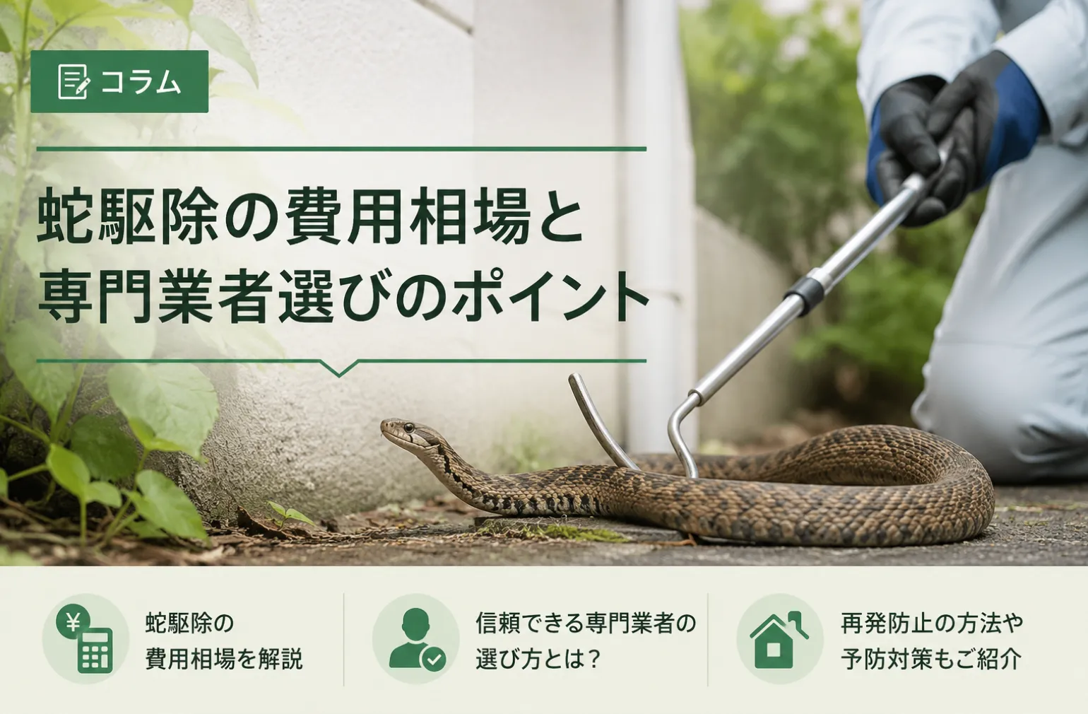 蛇駆除の費用相場と専門業者選びのポイント